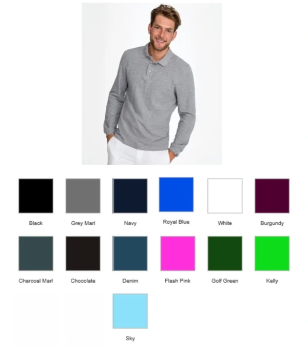 Sol's 11353 Winter II LongSleeve Cotton Pique Polo Shirt